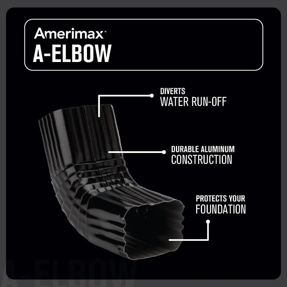 2 in. x 3 in. Black Aluminum Downspout A-Elbow
