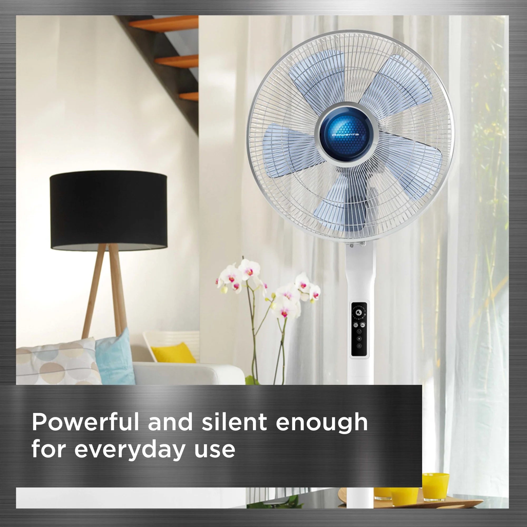 Rowenta Turbo Silence Standing Floor Fan with Remote, 53 in, Portable, 5 Speeds, VU5670
