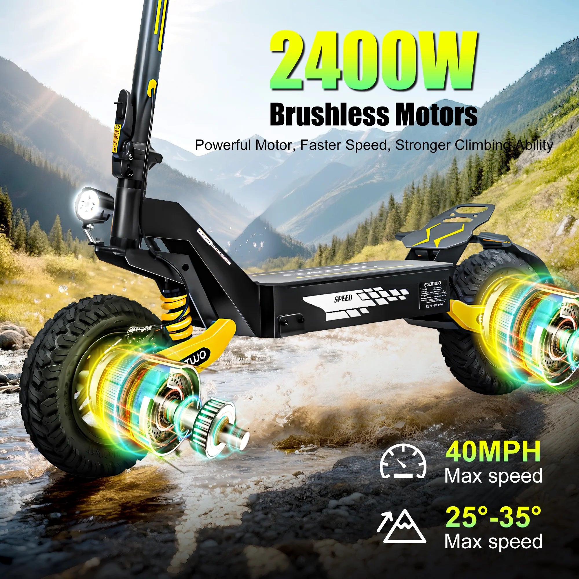 Off Road Electric Scooter for Adults, 1200W Motor Fast E Scooter, up to 28MPH Top Speed & 20miles Long Range, 11" Off - Road Tires, 330 lb MAX Load, Foldable