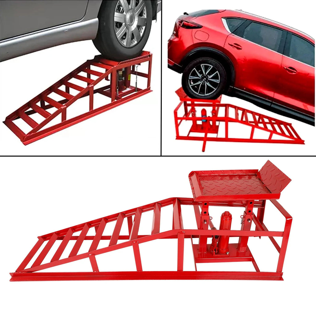 Confote Car Ramps, 2PCS 5T 10000 lb Portable Heavy Duty Hydraulic Car Ramps, Lift Ramp for Truck Vehicle Auto Garage Repair Red
