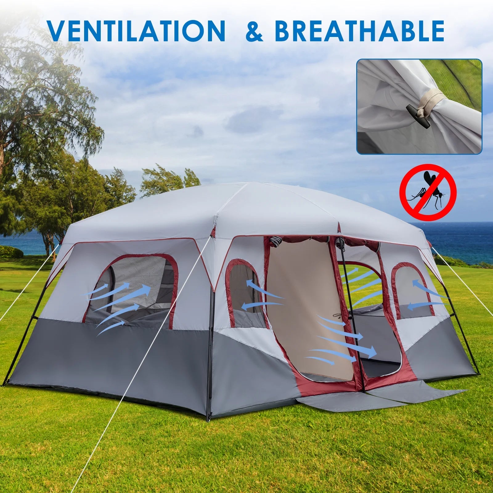 Zimtown 10 Person Tent Large Multi Room Tent for Family Camping Cabin Huge Tent with Carry Bag