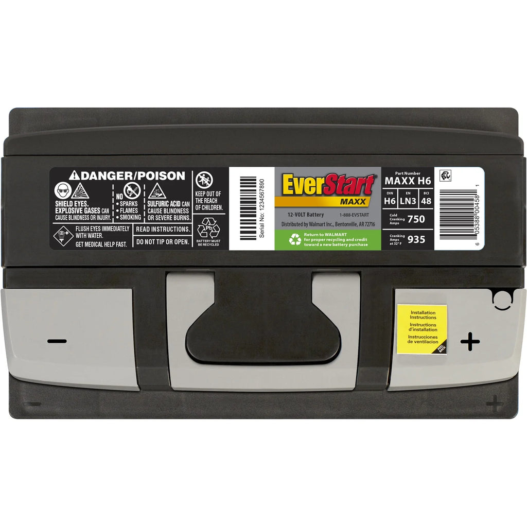 Everstart Maxx Lead Acid Automotive Battery, Group Size H6 / LN3 / 48 12 Volt, 750 CCA 120 RC