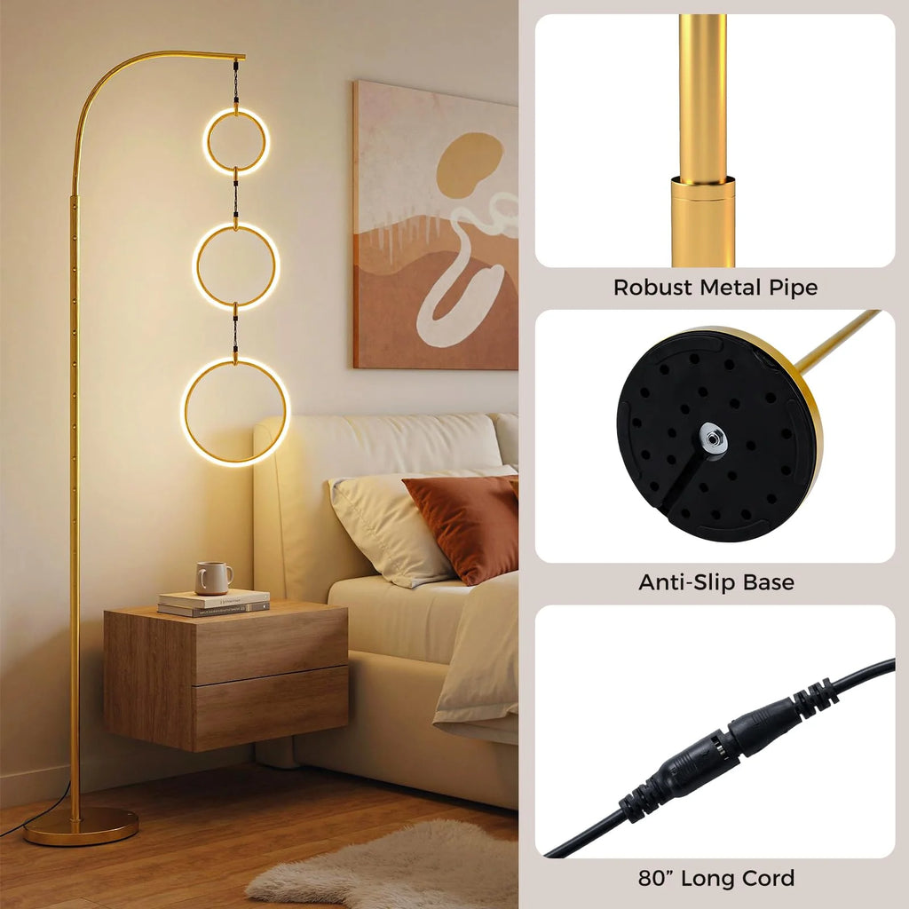 Tangkula 3-Light Floor Lamp Freestanding Industrial Tree Lamp