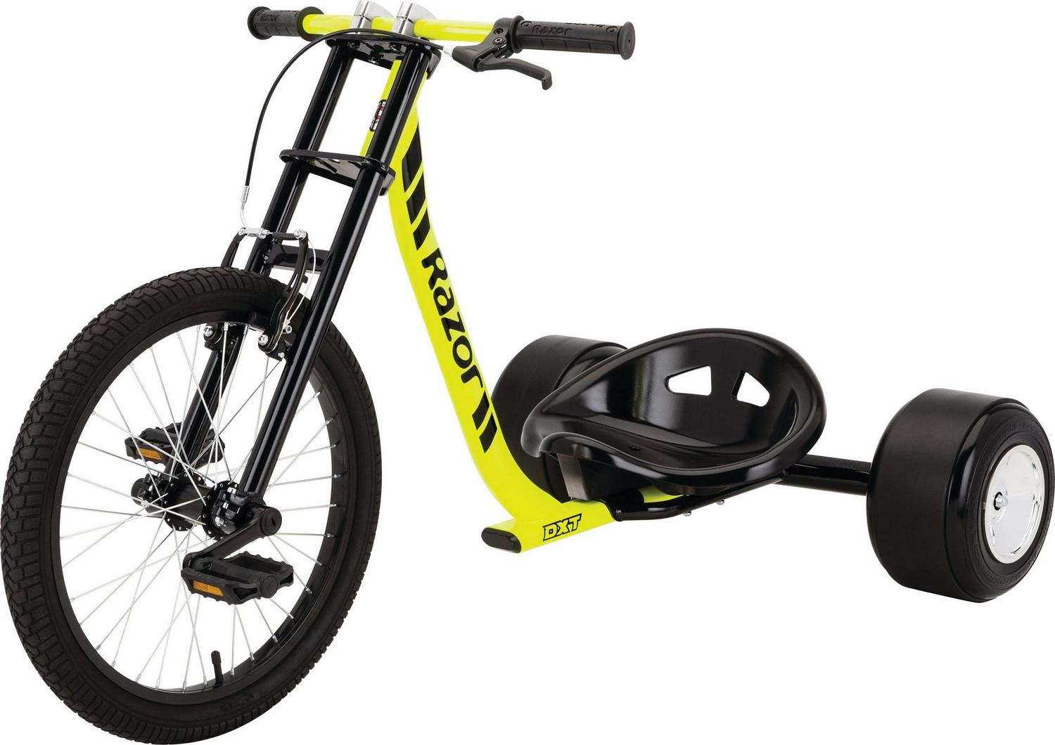 Razor DXT Drift Trike - Black/Yellow Steel Frame. 3 - Wheeled Ride on Tricycle for Teens and Adults