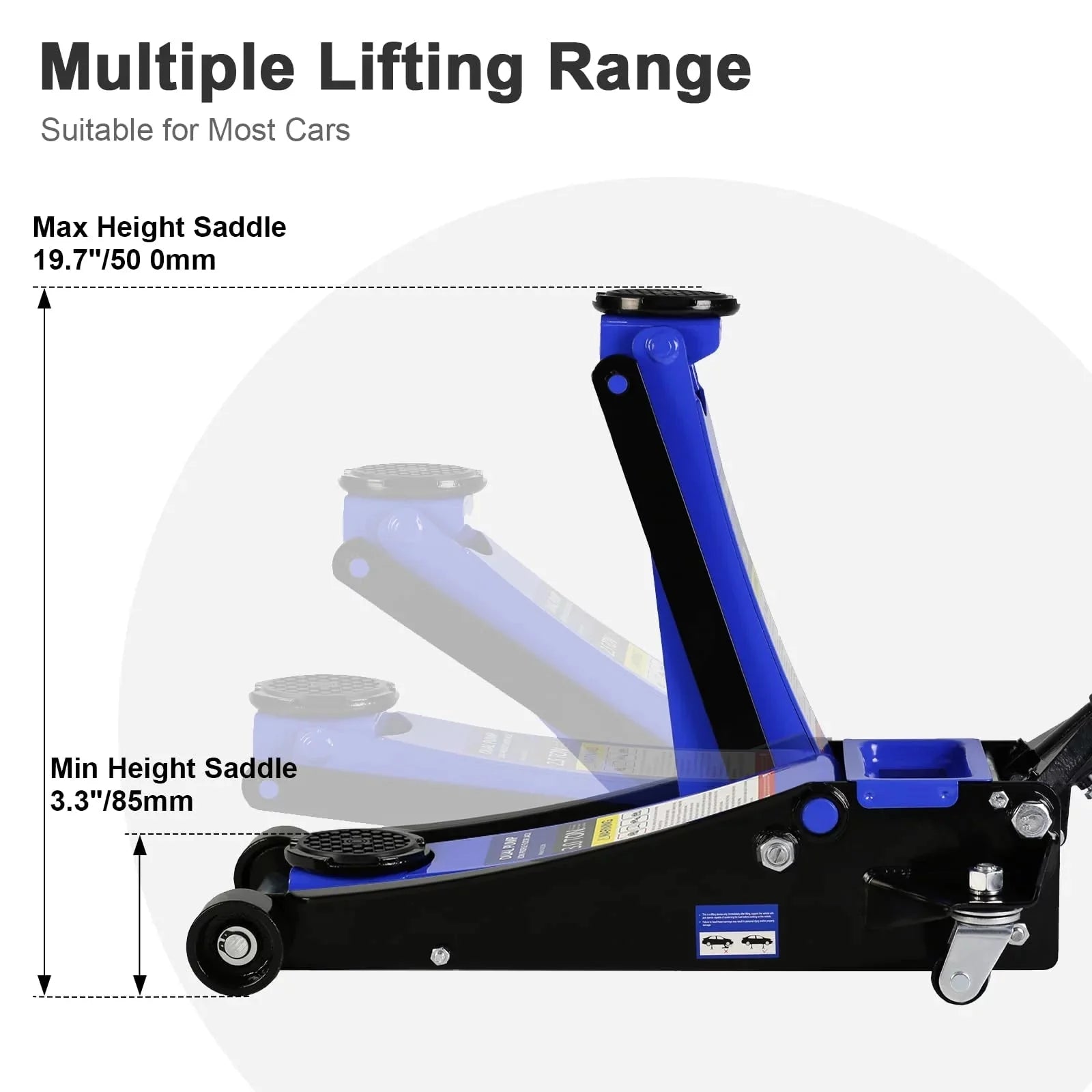3 Ton Floor Jack, Hydraulic Low Profile Car Jack, Heavy Duty Steel Hydraulic Jack Floor Jack with Dual Piston Quick Lift Pump, Lifting Range 5.1-20