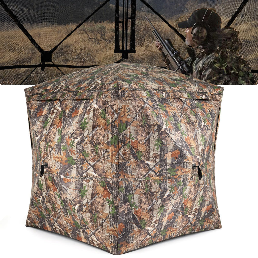 Tangkula 2-3 Person Pop-Up Deer Blind with Resilient Oxford Fabric & Silent Magnetic Door