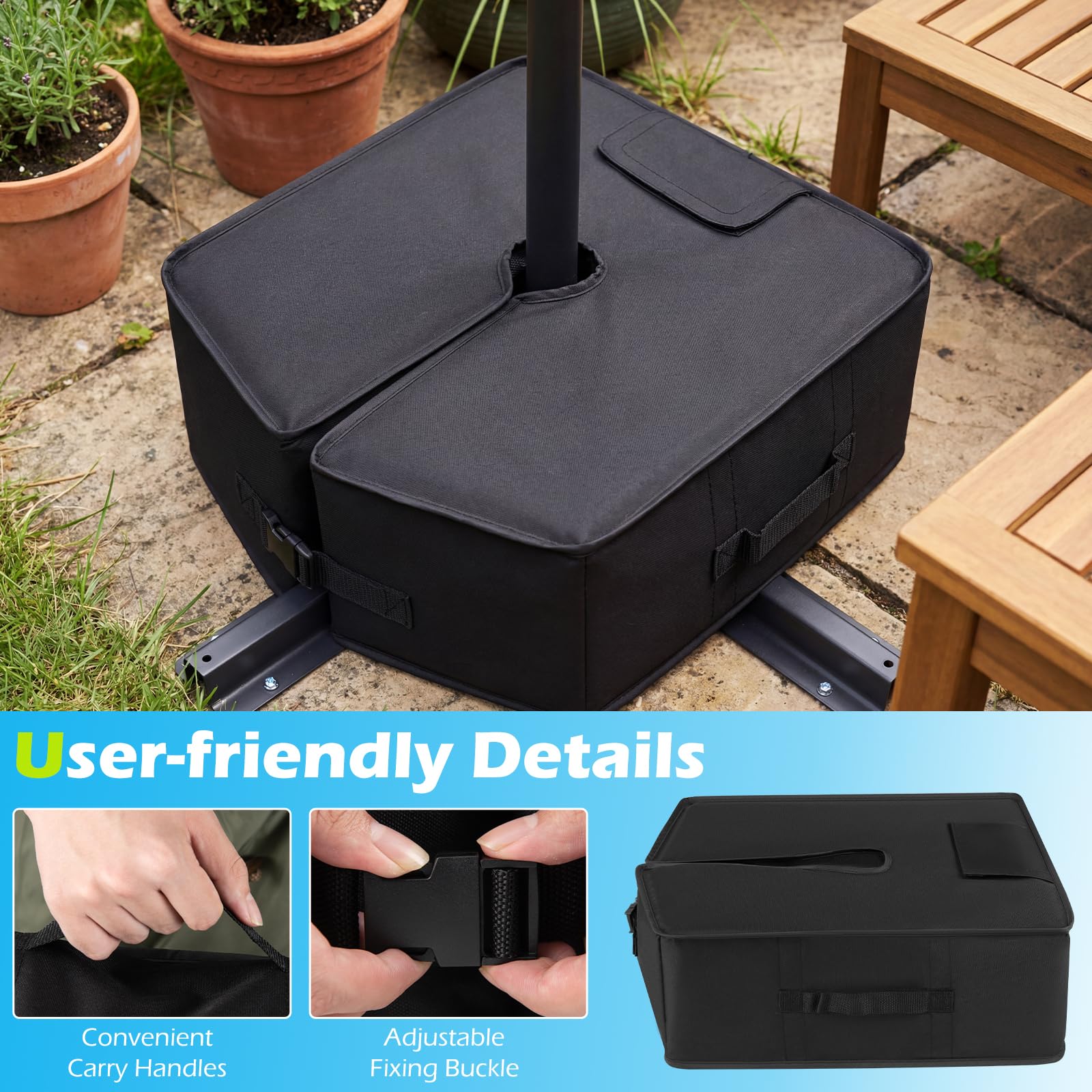 Tangkula 90 LBS Umbrella Base Heavy-Duty 900D Oxford Fillable Sandbags Weight