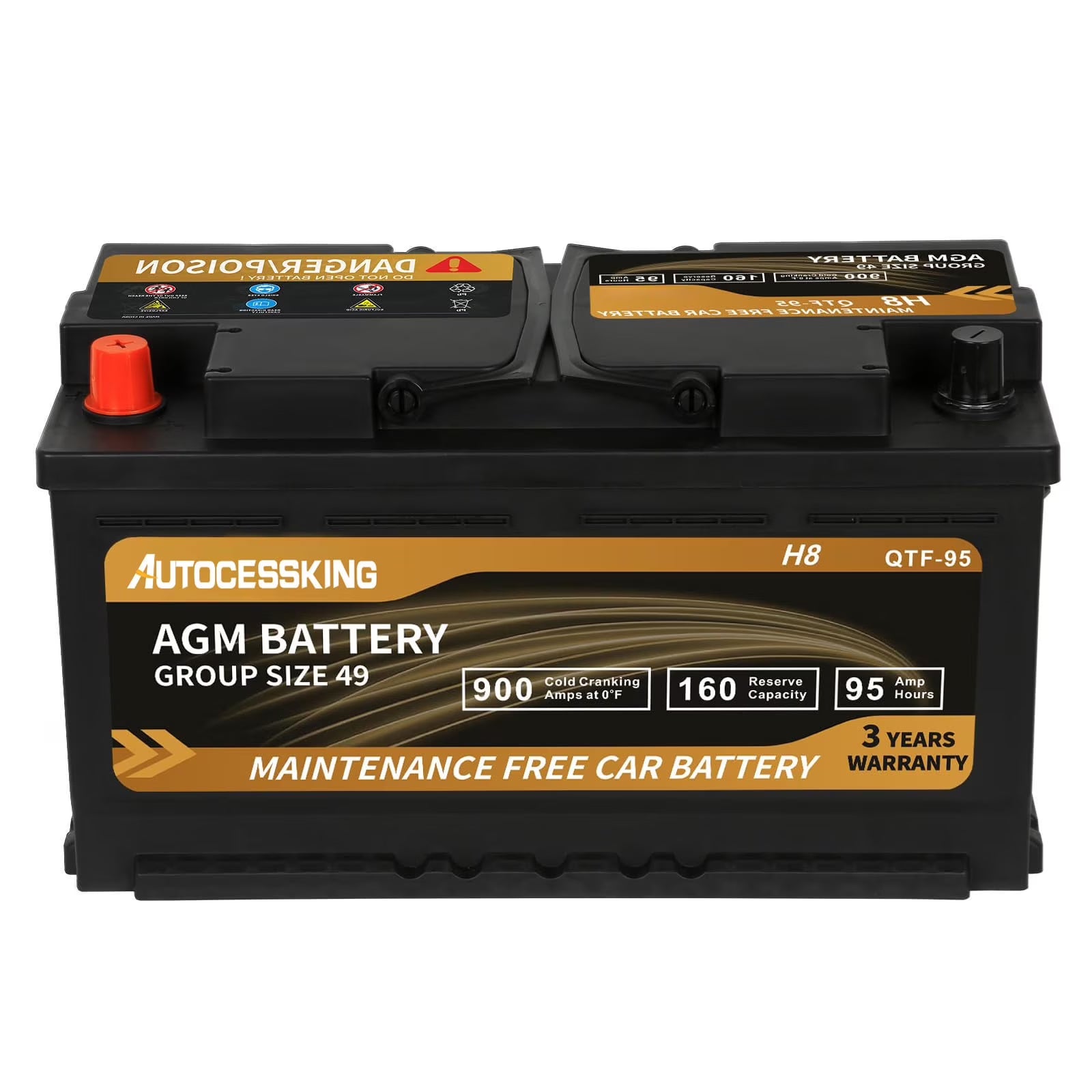 Autocessking Platinum AGM Battery, Group 47 Rechargeable Automotive Batteries for Car, 12V H5 680CCA 60ah 100RC