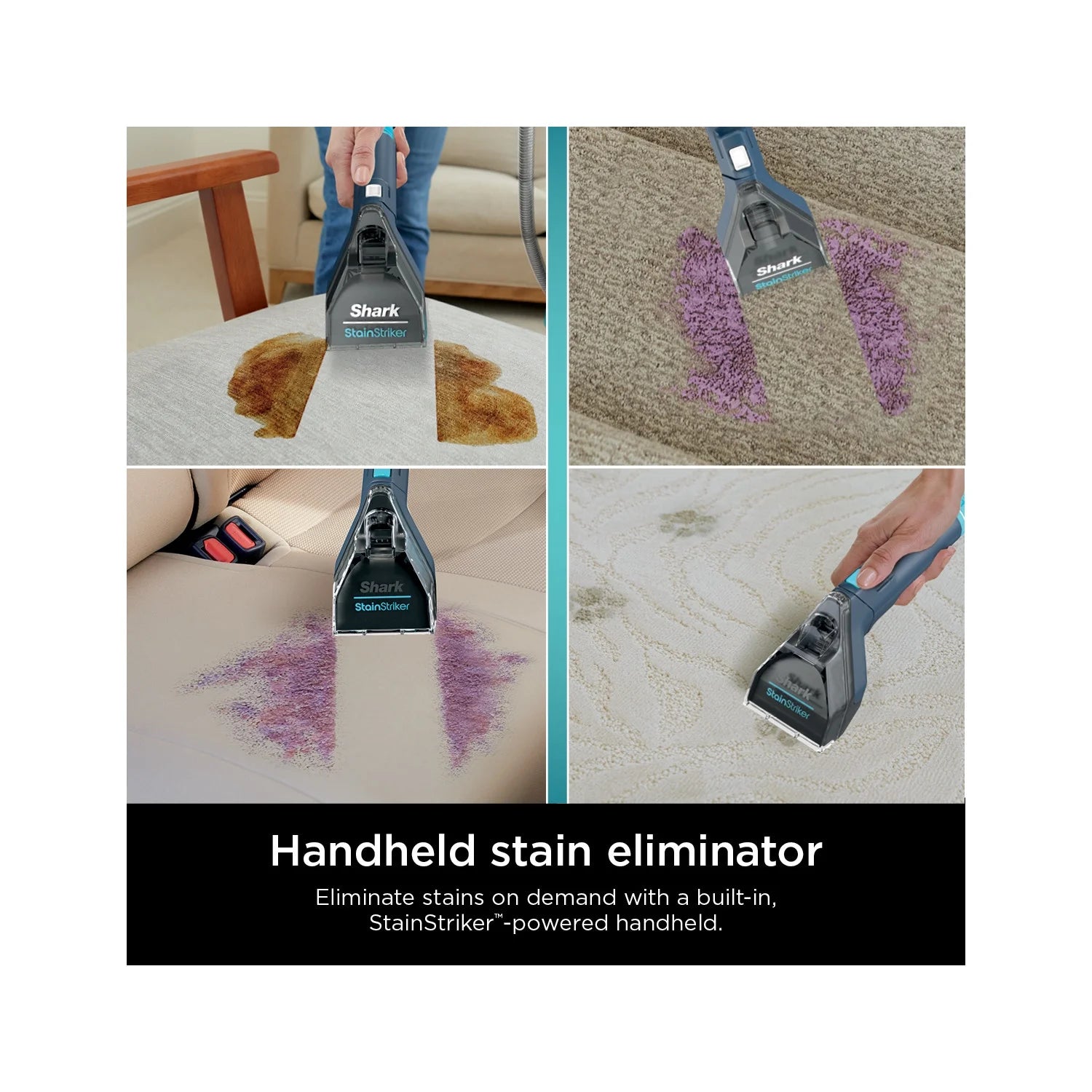 Shark Stainstriker Carpet and Upholstery Cleaner, Portable with 2 Tools, 6 oz Deep Clean Pro Formula and 12 oz OXY Multiplier Formula, PX200 Navy/White