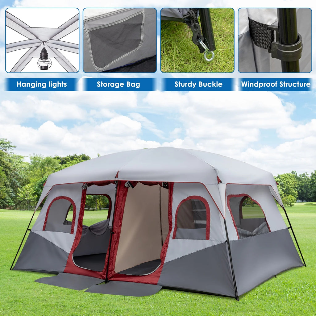Zimtown 10 Person Tent Large Multi Room Tent for Family Camping Cabin Huge Tent with Carry Bag