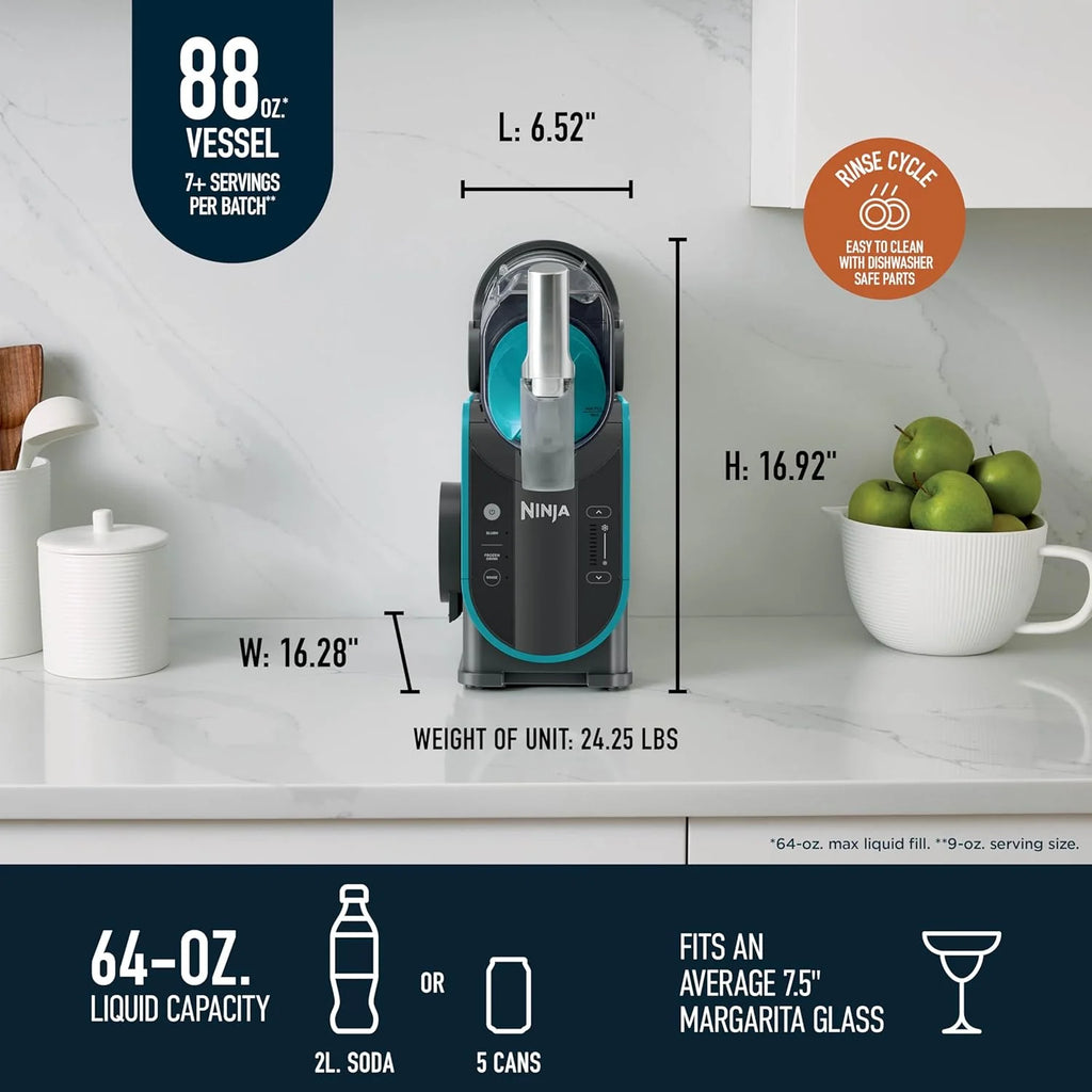 SLUSHi with RapidChill Technology, 88 oz. Frozen Drink & Slushie Machine, 5 Preset Programs, Margaritas, Frapps, and More, Premium Accents, Black, FS301