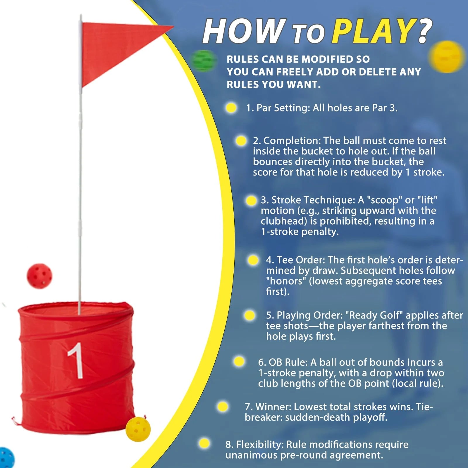 AECOJOY Bucket Yard Golf Game with Clubs 9 Hole Set Portable Low Tide Golf Game, Golf Chipping Games
