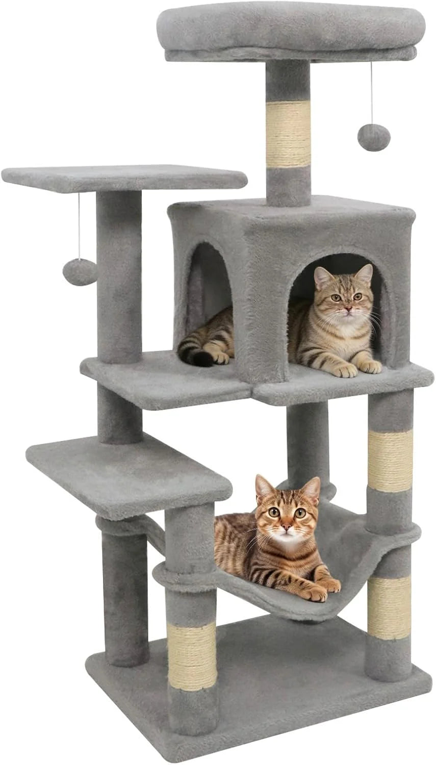 Tangkula 44 Inch Multi-Level Cat Tower with Sisal Scratching Posts