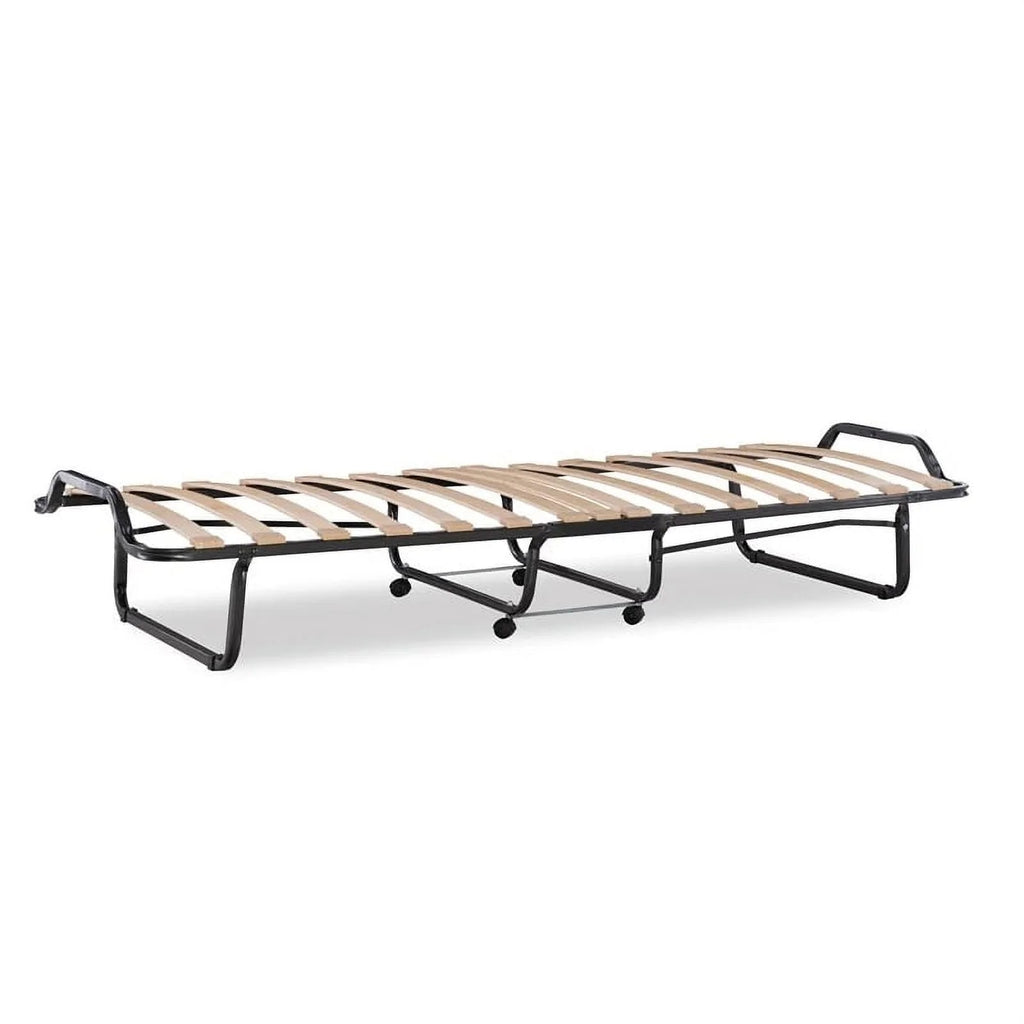 Riverbay Furniture Metal Folding Bed with Memory Foam Mattress in Beige