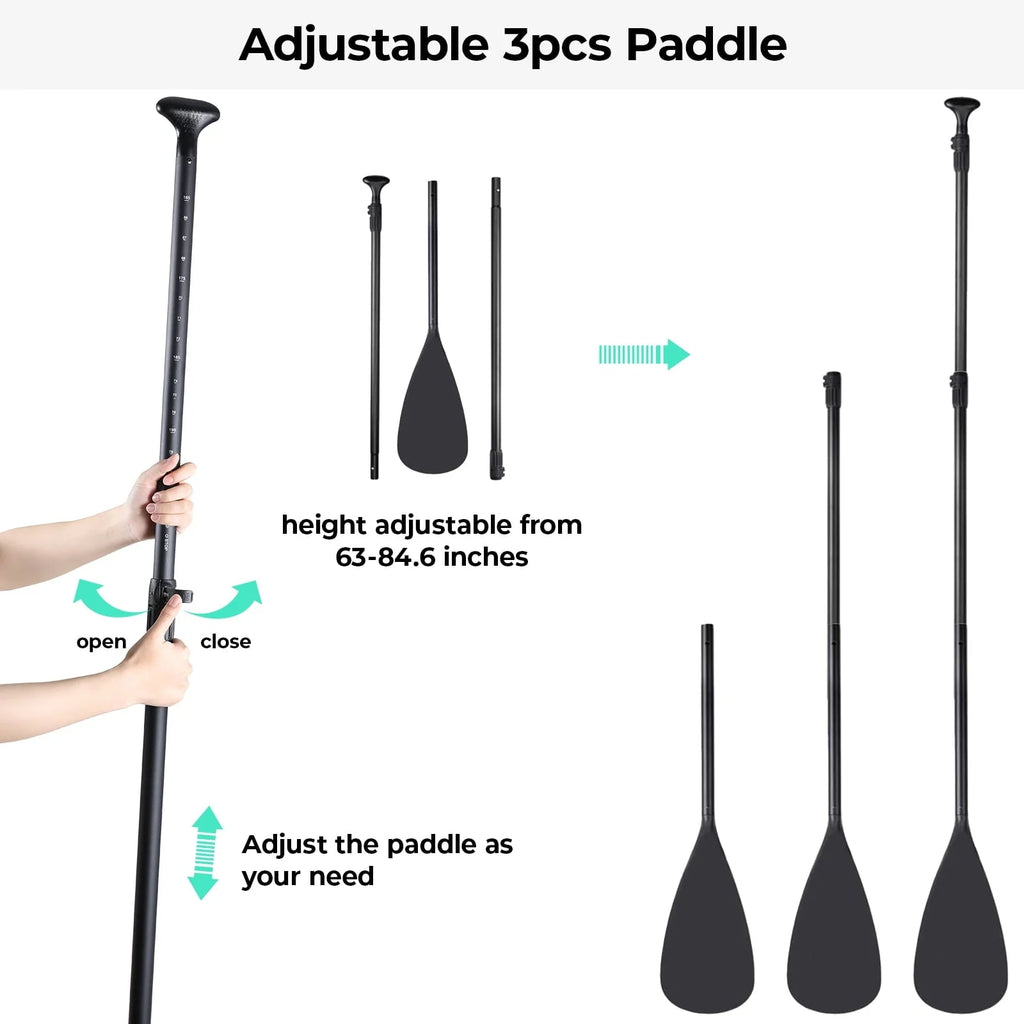 Arlopu Portable 10' Inflatable Stand up Paddle Board with Aluminum Paddle, Leash, Hand Pump & Backpack for Youth Adult