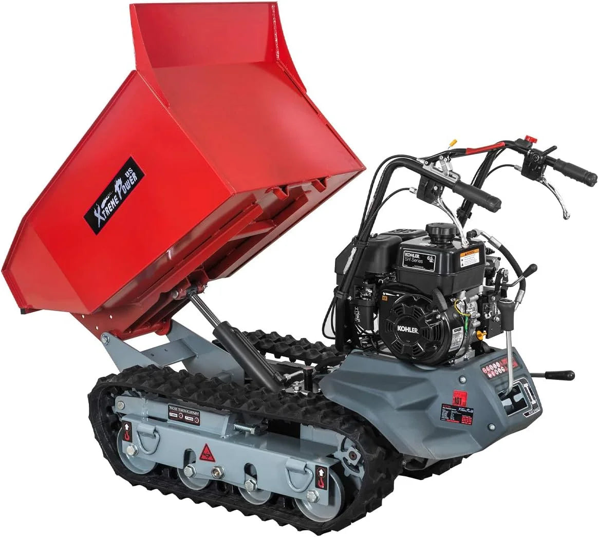 Xtremepowerus Track Barrow, 660 lb Loading Capacity, 6.5HP Kohler, Gas Powered Wheelbarrow