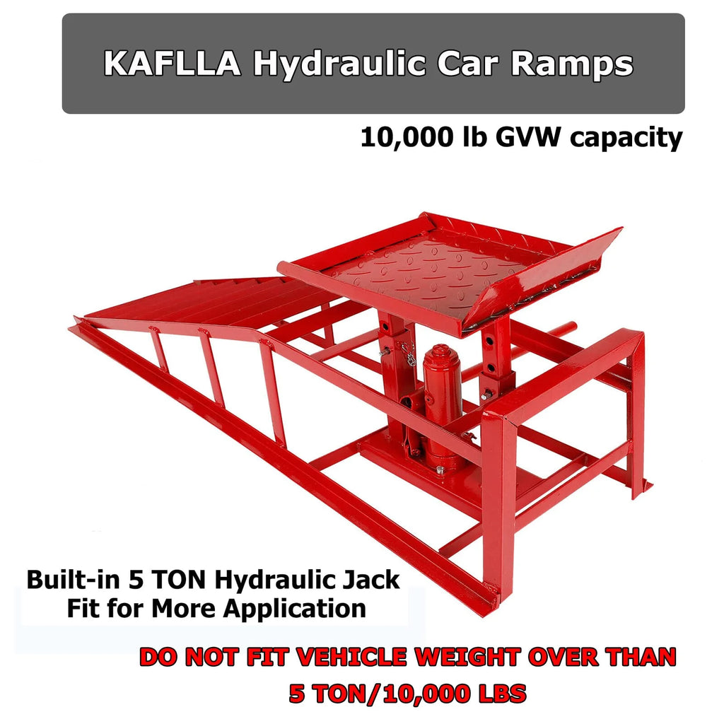 Confote Car Ramps, 2PCS 5T 10000 lb Portable Heavy Duty Hydraulic Car Ramps, Lift Ramp for Truck Vehicle Auto Garage Repair Red