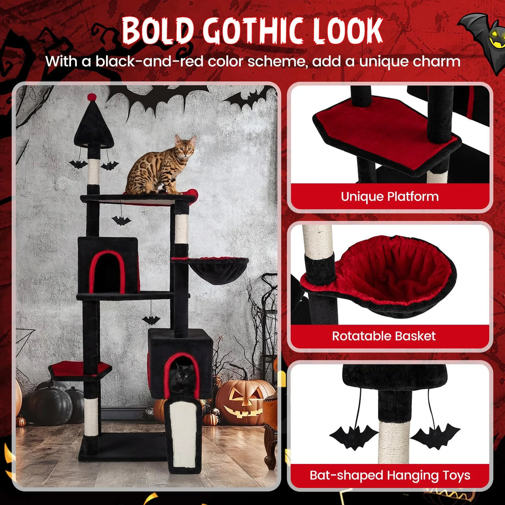 Tangkula 75" Gothic Cat Tree Halloween Cat Tower