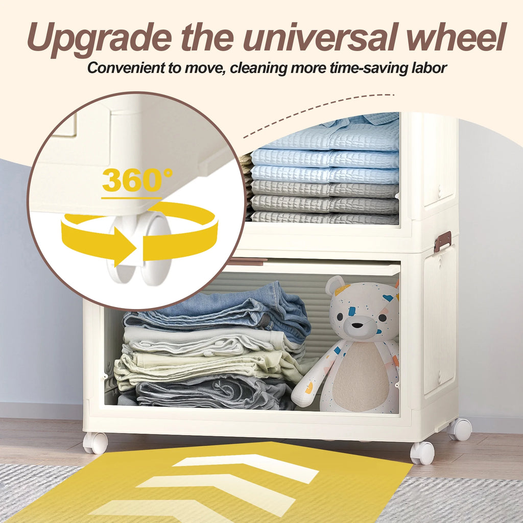 Montary Kids Portable Wardrobe W/ Magnetic Doors & Hanging Rod - 4 - Cube Plastic Storage Cabinet, Nursery/Bedroom