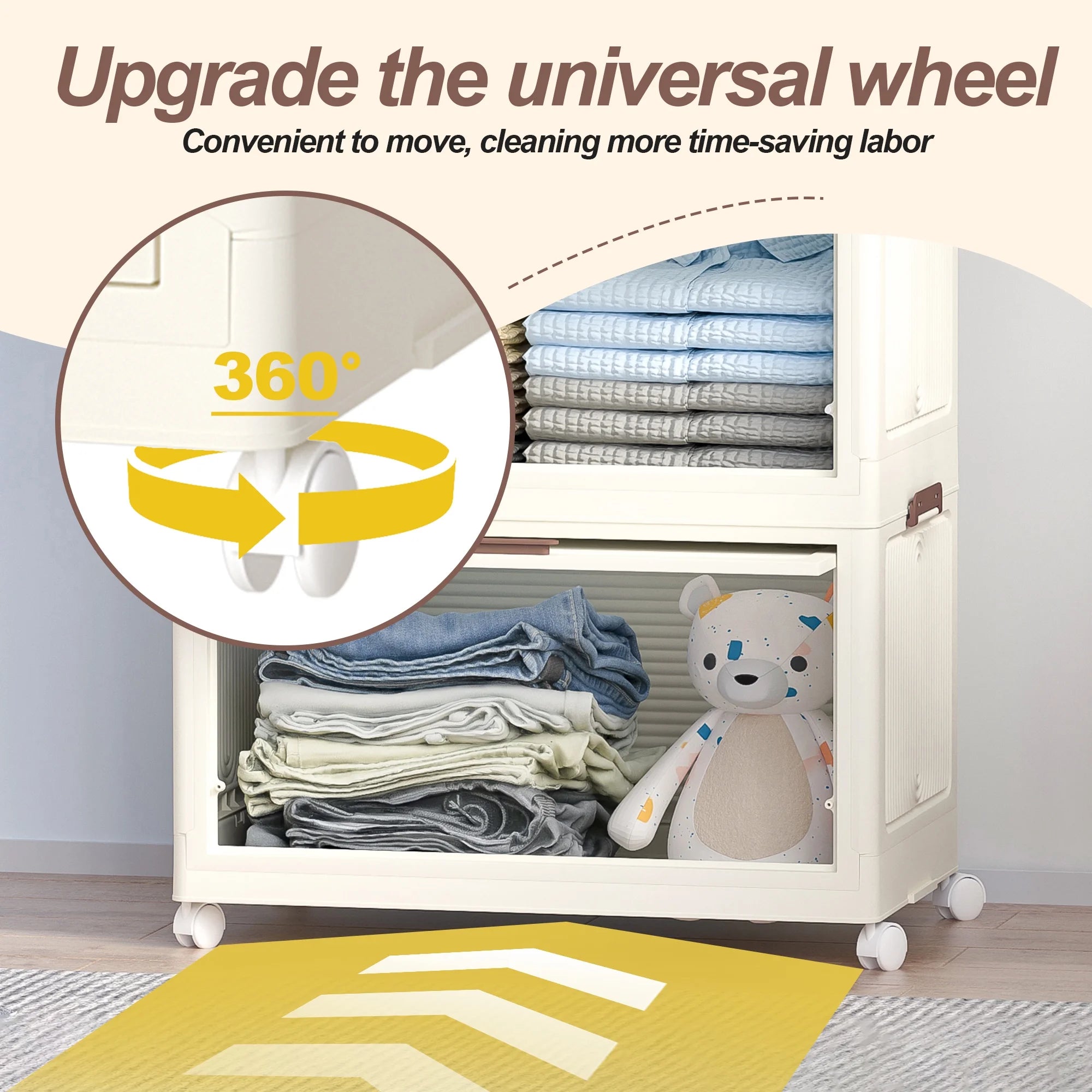 Montary Kids Portable Wardrobe W/ Magnetic Doors & Hanging Rod - 4 - Cube Plastic Storage Cabinet, Nursery/Bedroom