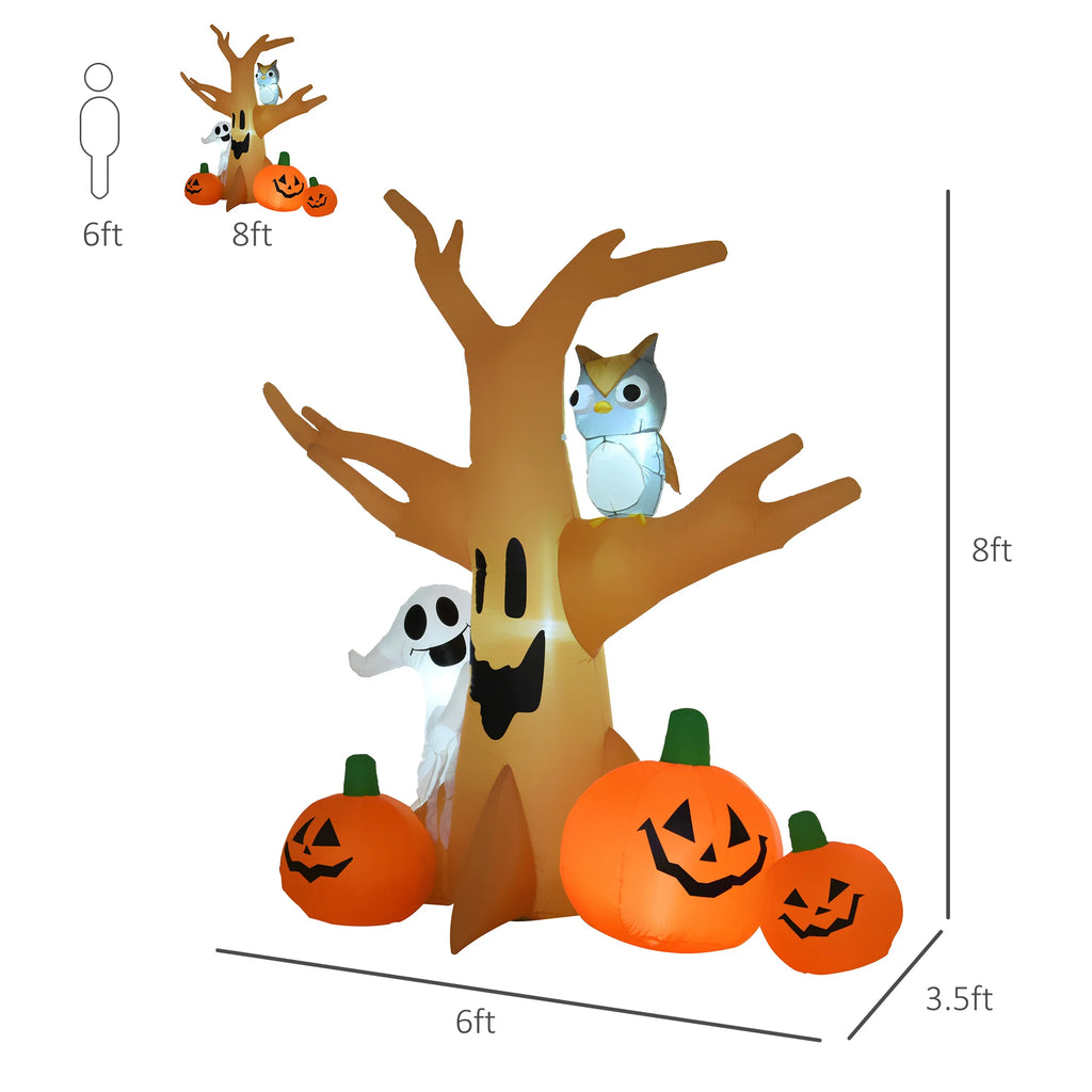 AECOJOY 7.5' Tall Lighted Halloween Inflatables Outdoor Decorations Haunted Tree