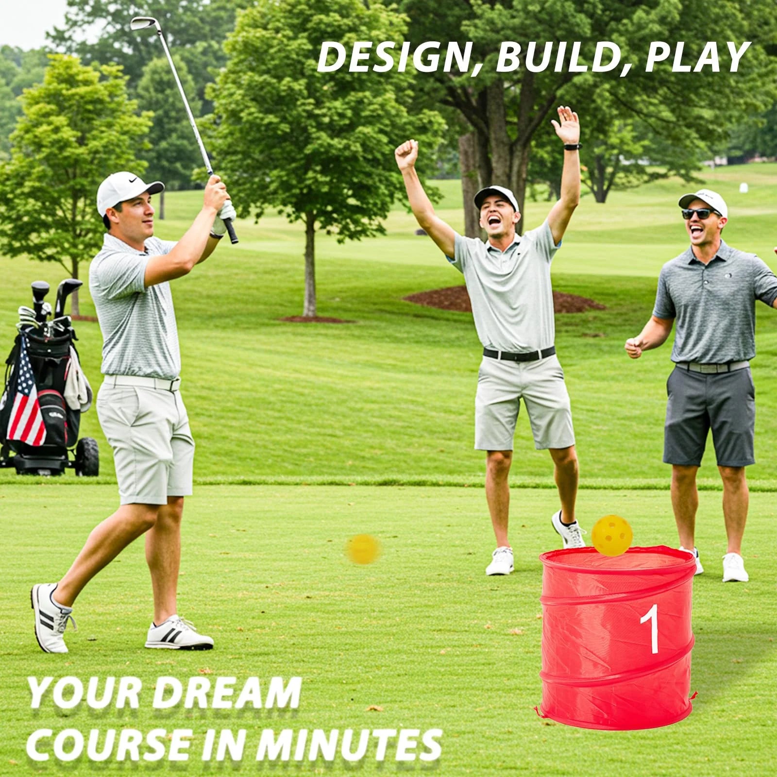 AECOJOY Bucket Yard Golf Game with Clubs 9 Hole Set Portable Low Tide Golf Game, Golf Chipping Games