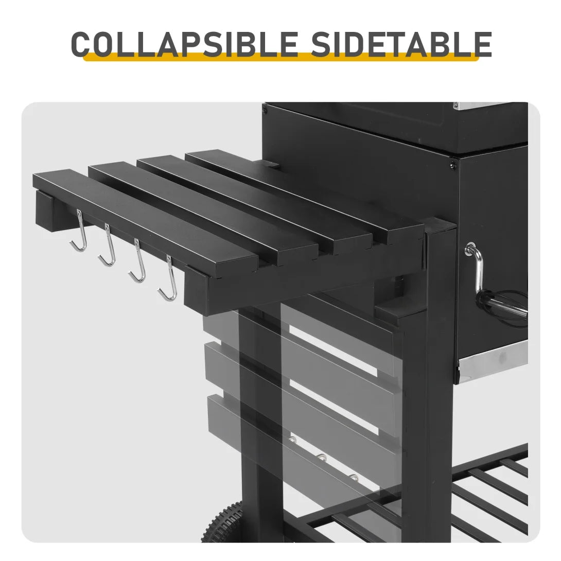 Charcoal Grill Outdoor BBQ Grill, Extra Large Cooking Fits up to 30 Burgers at Once, 2 Individual & Adjustable Charcoal Tray, Foldable Side Tables, for Outdoor Cooking Backyard Camping Picnics