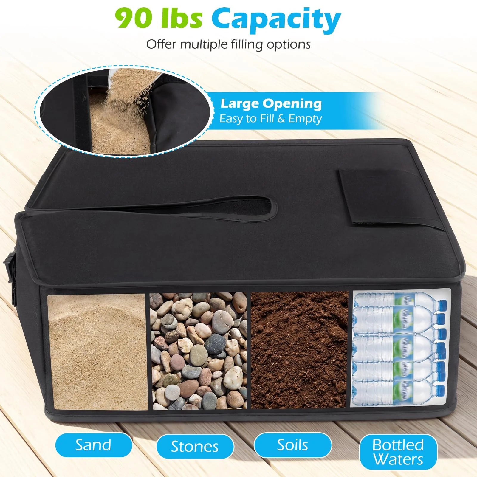 Tangkula 90 LBS Umbrella Base Heavy-Duty 900D Oxford Fillable Sandbags Weight