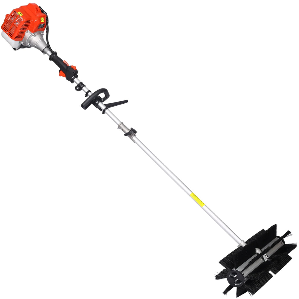 Power Snow Sweeper Brush Machine, 52cc Gasoline Walk - Behind Power Broom for Artificial Lawn Dirt Debris, 24" X 9" Brush, EPA Approved