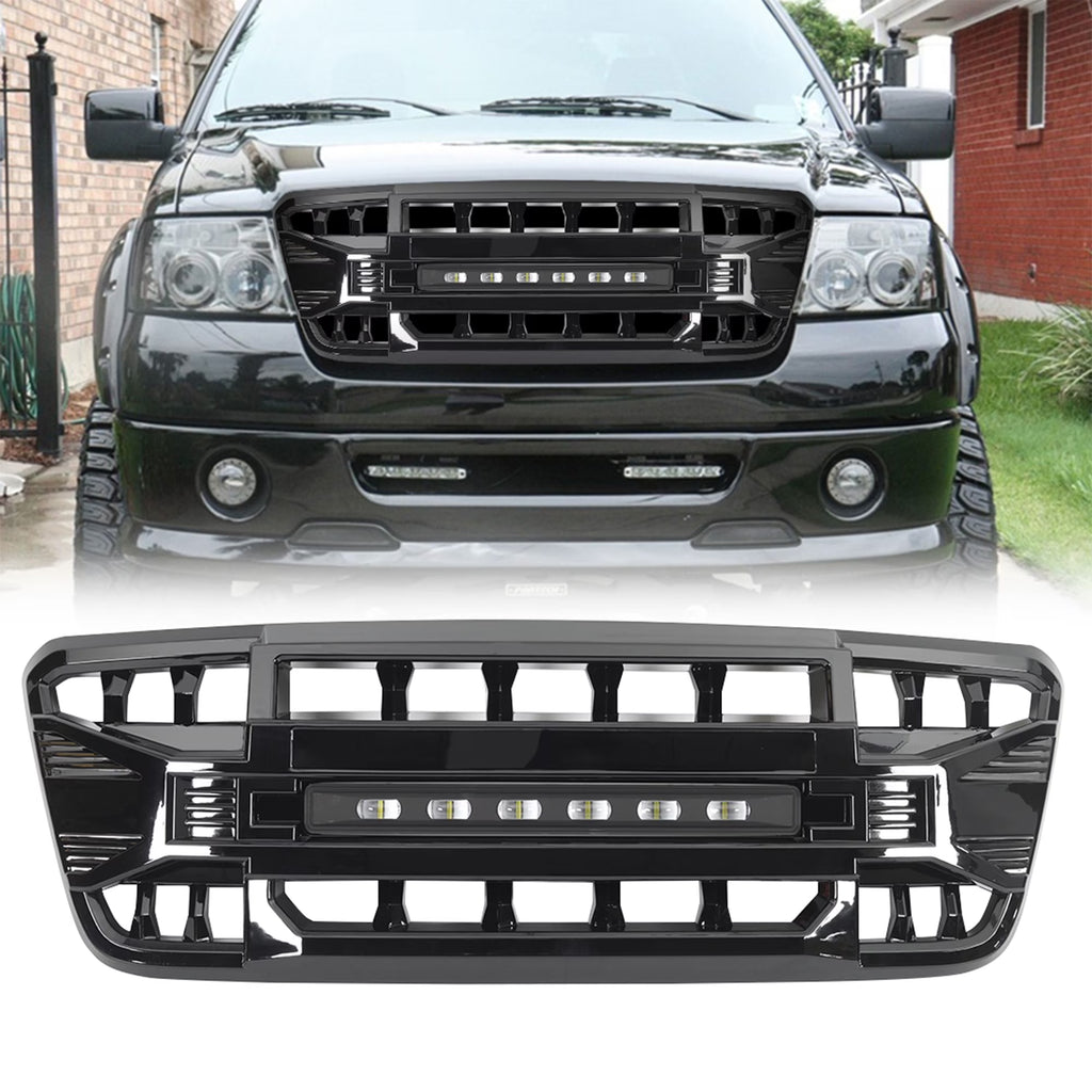 AMERICAN MODIFIED Armor Grille for 2004 - 08 Ford F150, Glossy Black