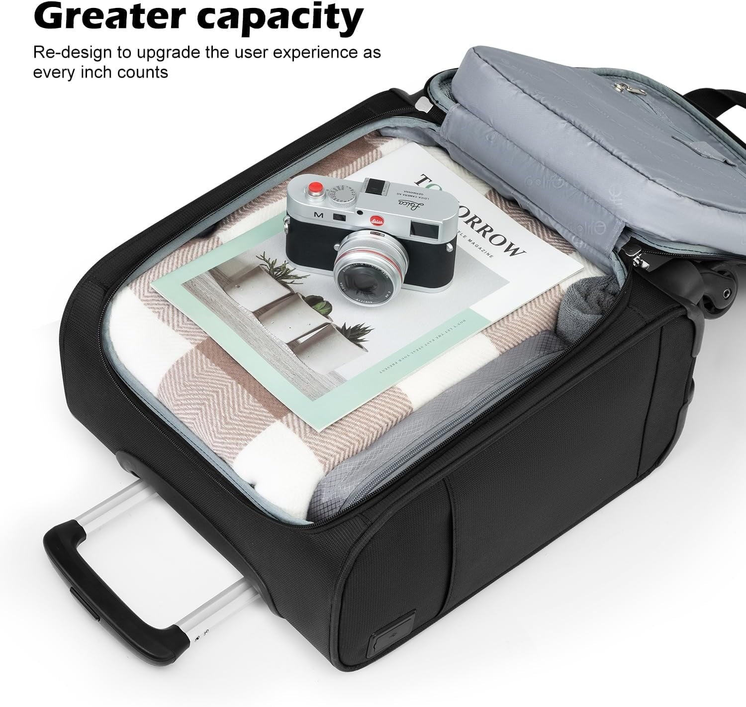 Underseat Carry on Luggage Softside Lightweight Rolling Travel Bag Spinner Suitcase