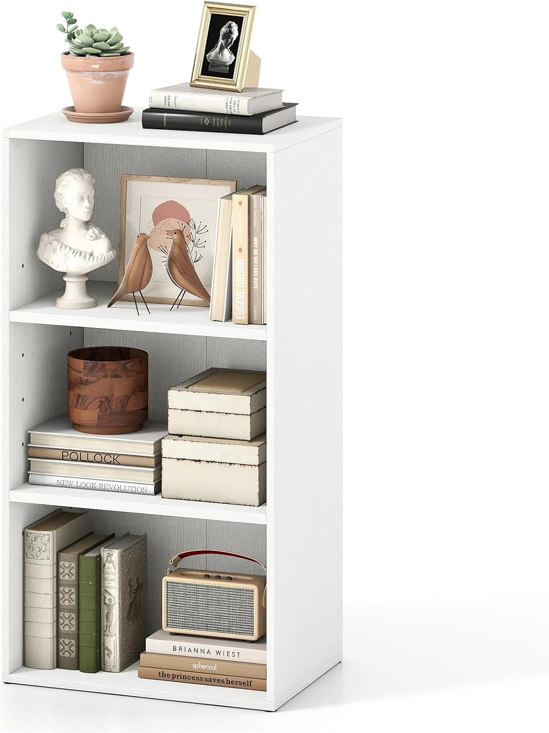 Tangkula 3-Cube Bookcase Floor Standing Open Bookshelf w/7-Position Adjustable Shelf