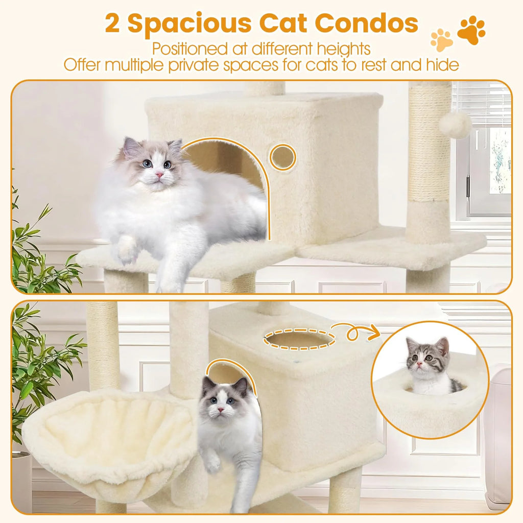 Tangkula 66 Inch Tall Cat Tree Multi-Level Cat Tower with Sisal Scratching Posts