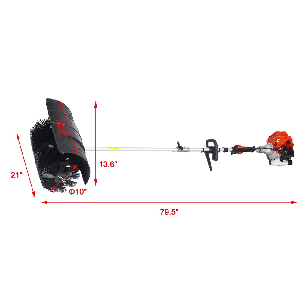 Power Snow Sweeper Brush Machine, 52cc Gasoline Walk - Behind Power Broom for Artificial Lawn Dirt Debris, 24" X 9" Brush, EPA Approved