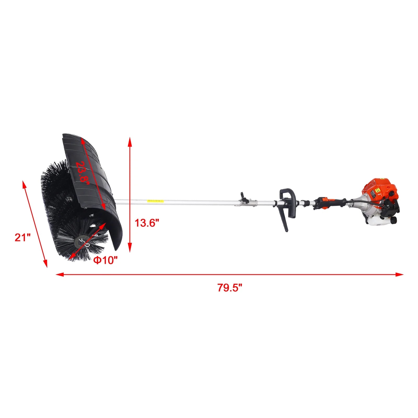 Power Snow Sweeper Brush Machine, 52cc Gasoline Walk - Behind Power Broom for Artificial Lawn Dirt Debris, 24" X 9" Brush, EPA Approved