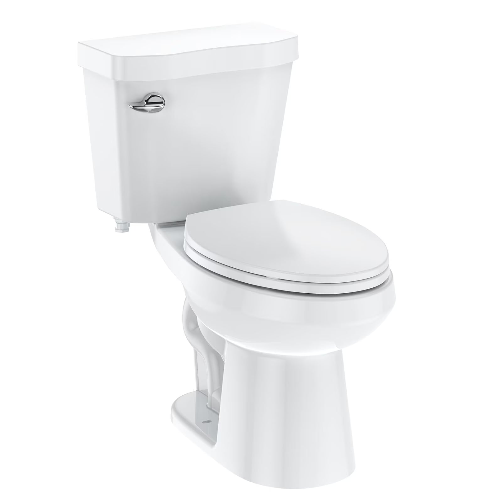 Two - Piece Elongated 1.28 GPF Siphonic Flush Toilet with Soft Close Seat, Universal Height ADA Cotton White (Toilet Seat Included)