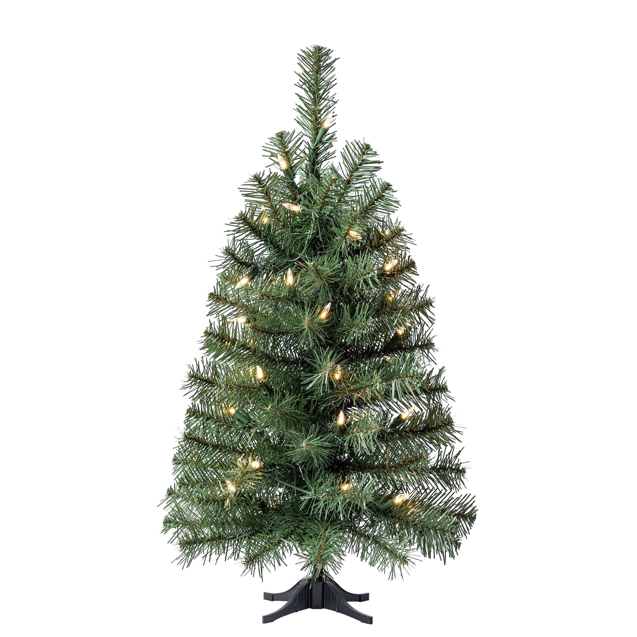 24" Pre-Lit Noble Green Spruce Artificial Christmas Tree with Clear Le