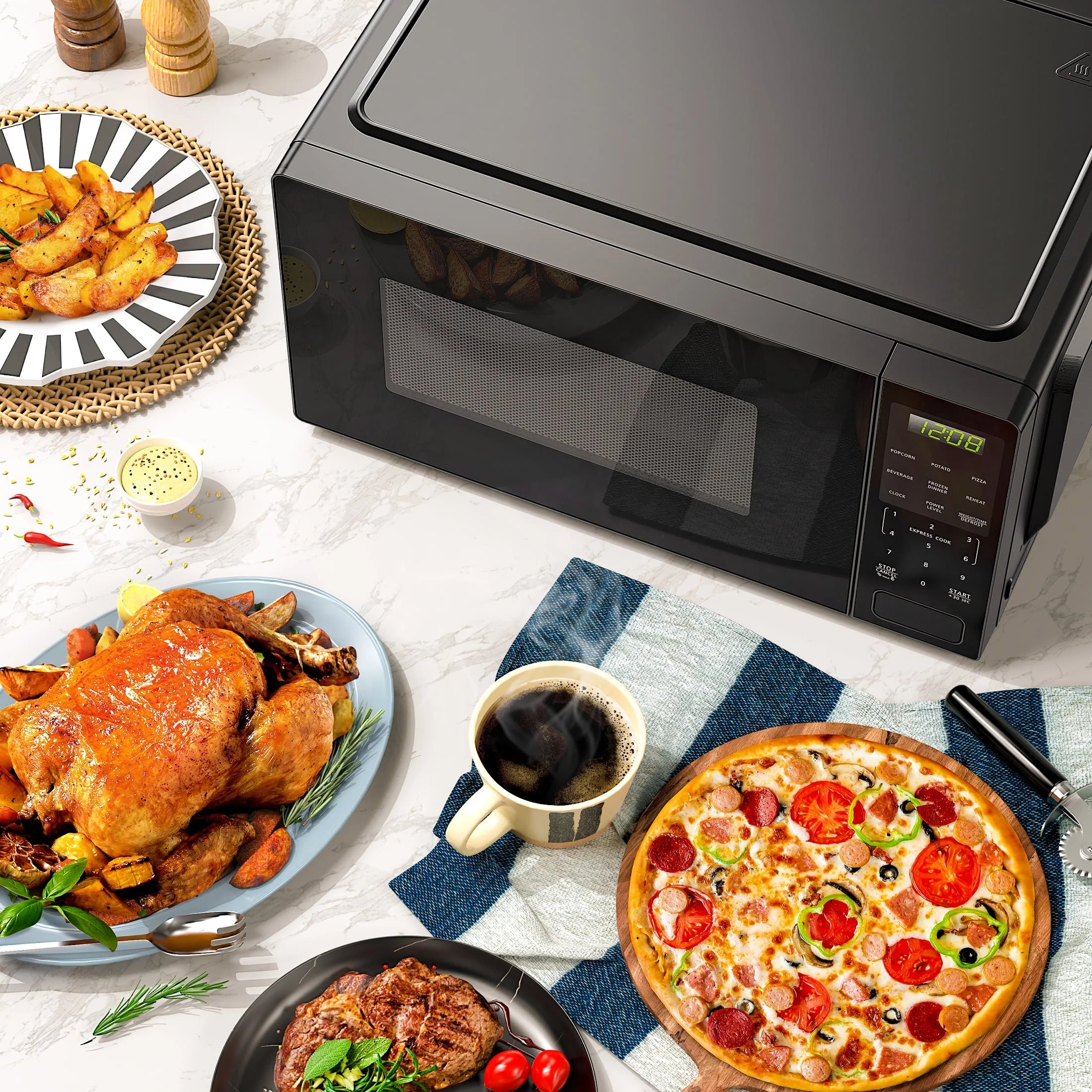 Mainstays 1.1 Cu. Ft. Countertop Microwave Oven, 1000 Watts, Black, New