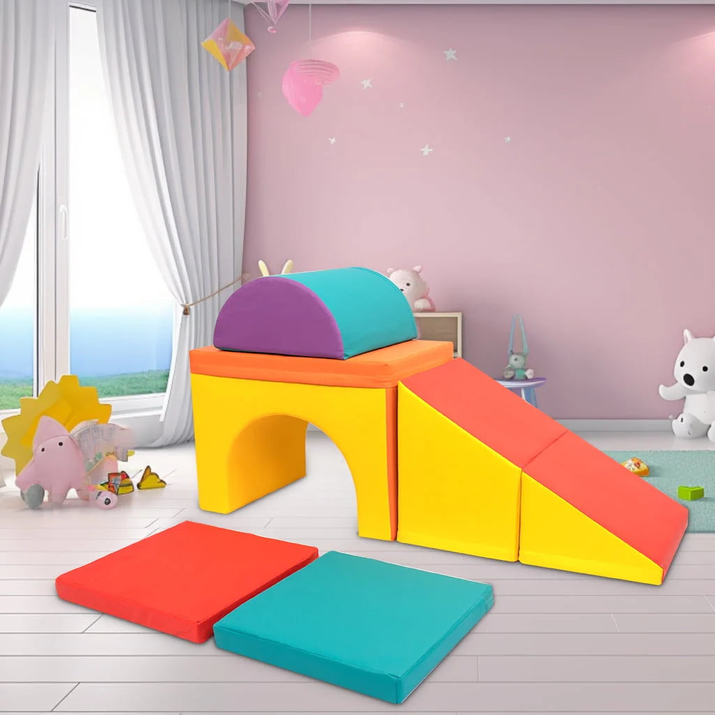KORIMEFA 5 PCS Kids Climbing Toys for Toddlers 1 - 3, Lightweight Couch Kids for Crawling Sliding, Soft Play Equipment Foam Climber Blocks, Indoor Climb and Crawl Activity Playset