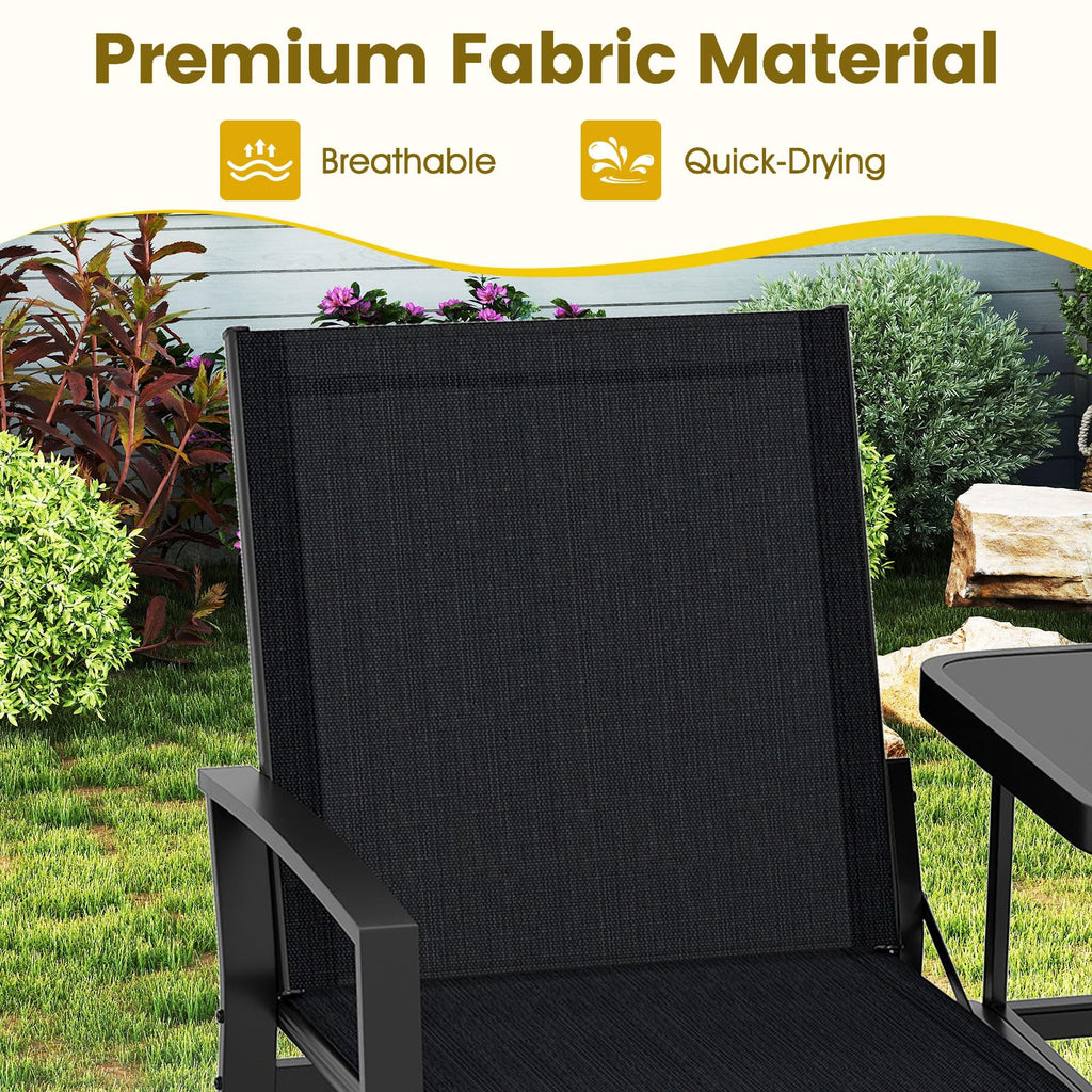 Tangkula Patio Loveseat with Built-in Table with Breathable Fabric Back