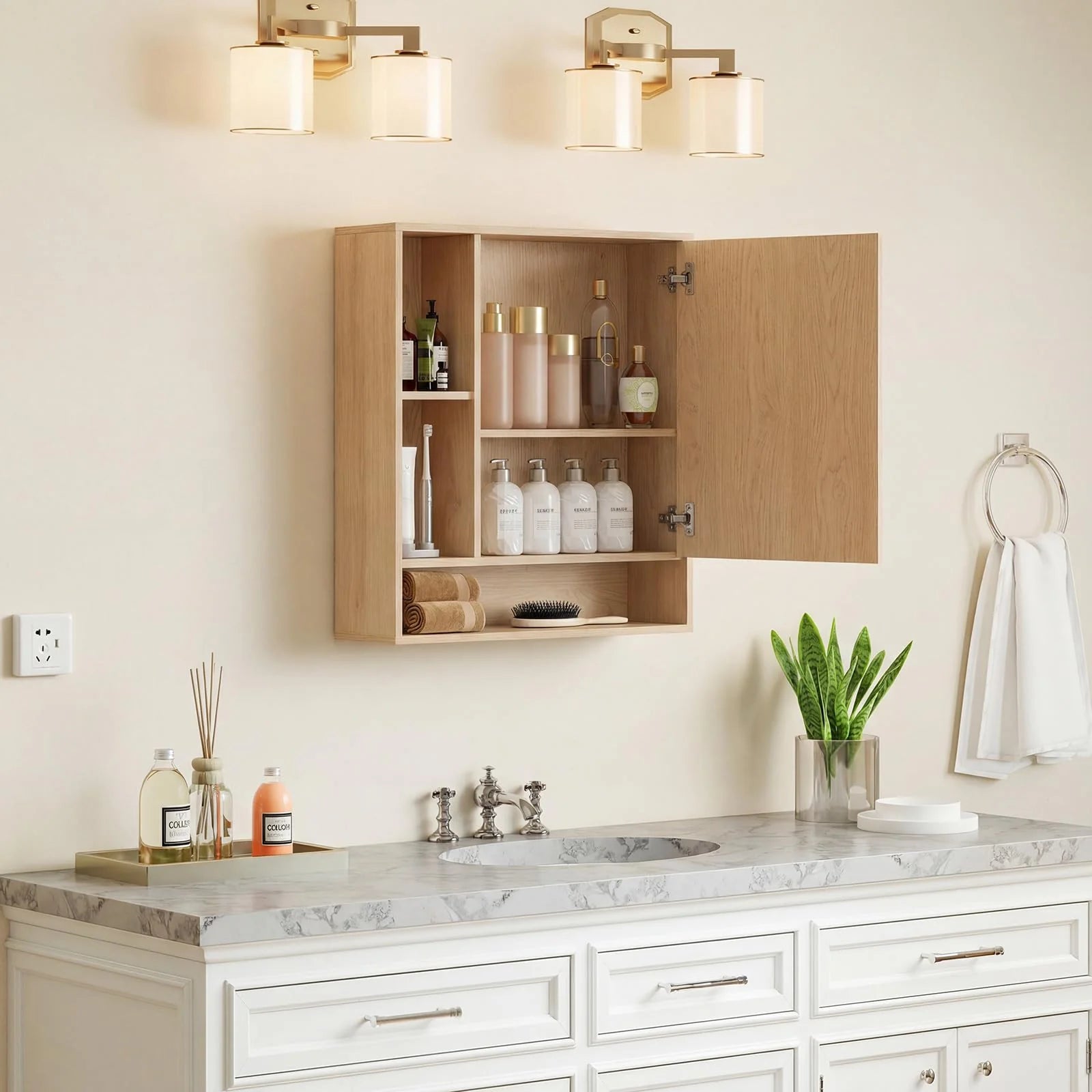 Tangkula Bathroom Cabinet with Mirror for Living Room