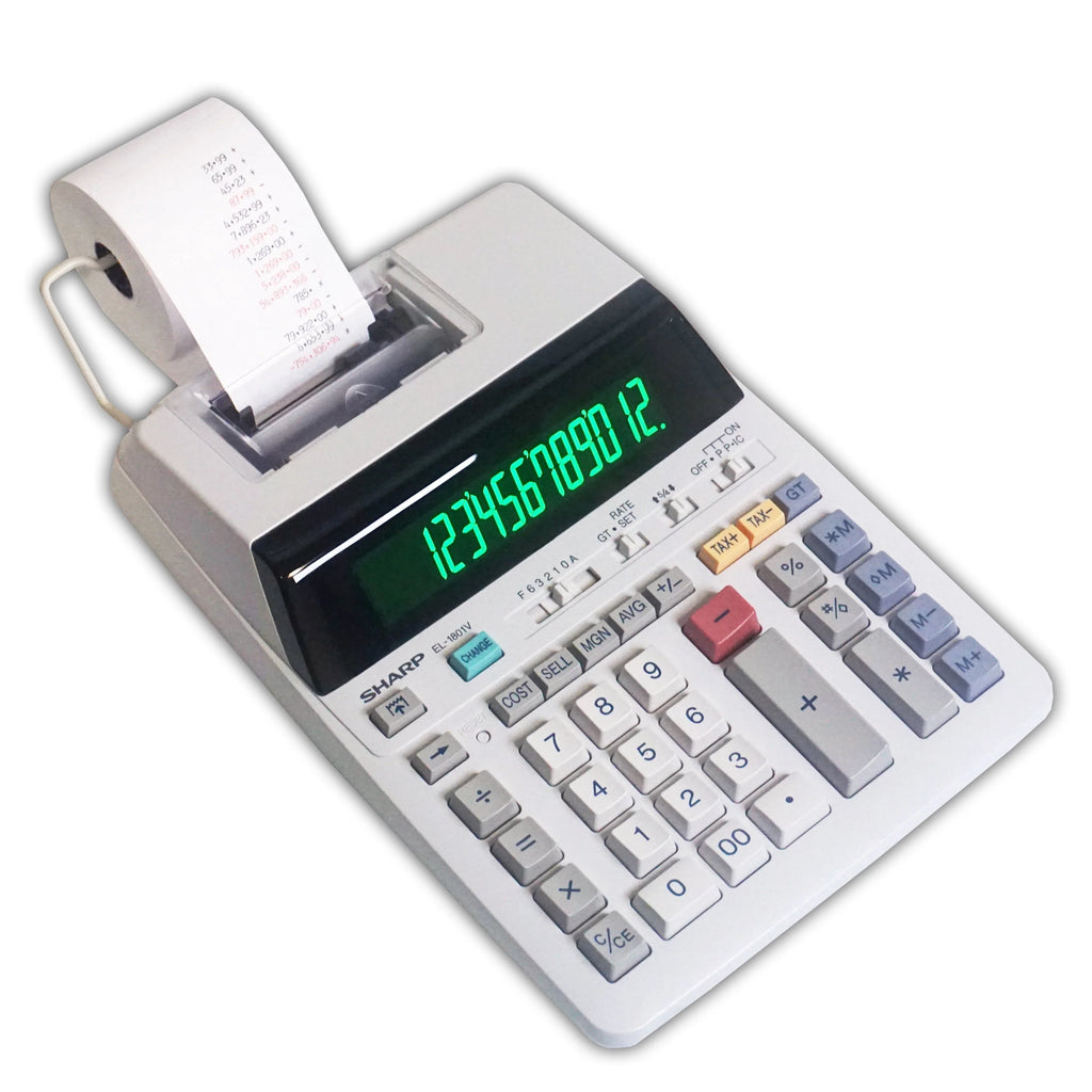 Sharp Calculators EL - 1801V Ink Printing Calculator, Fluorescent Display, AC, 2.0 LPS, Off - White