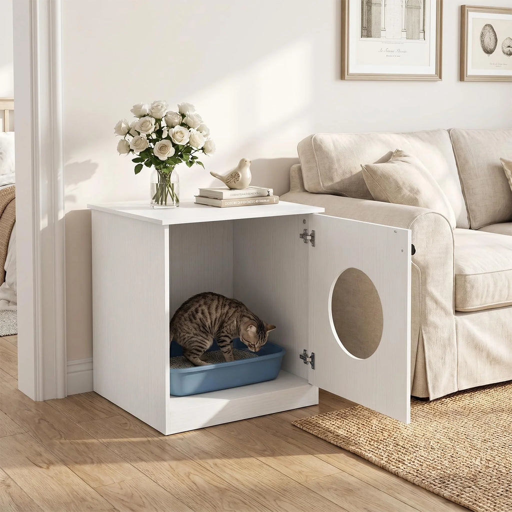 Tangkula 22 Inch Modern Hidden Cat Litter Box Furniture with Front Entry Door