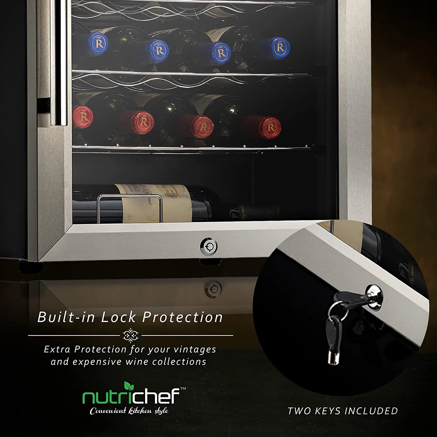 Nutrichef 33 Bottle Dual - Zone Refrigerator PKCWCDS335
