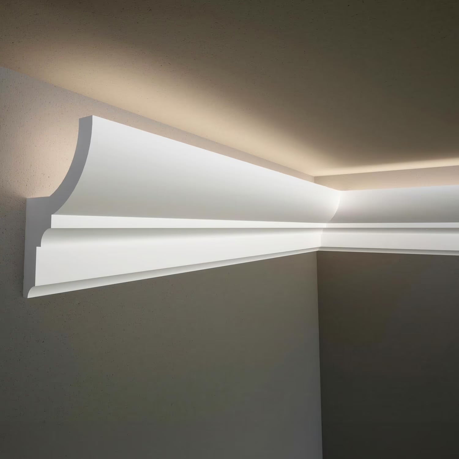 7 - Piece 94.5 (55.12 Ft) Crown Molding with Duct Kit for Seamless Ambient Home Accent Lighting | Waterproof Channel for Easy LED Strip Installation (CROWN MOLDING WITH LED DUCT)