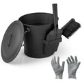 Tangkula Ash Bucket with Lid | 2 Gallon Metal Fireplace Bucket with Handle
