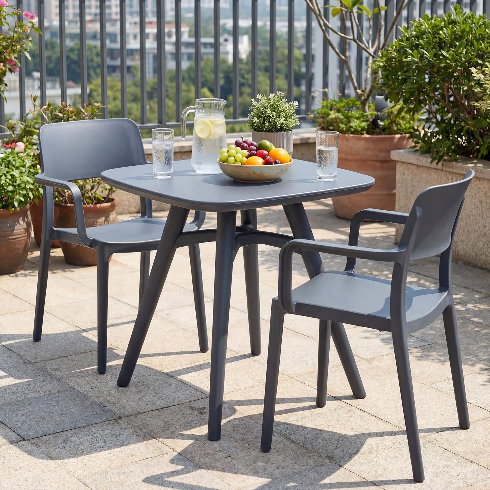 Tangkula 28" Square Outdoor Dining Table Small Compact Outside Furniture