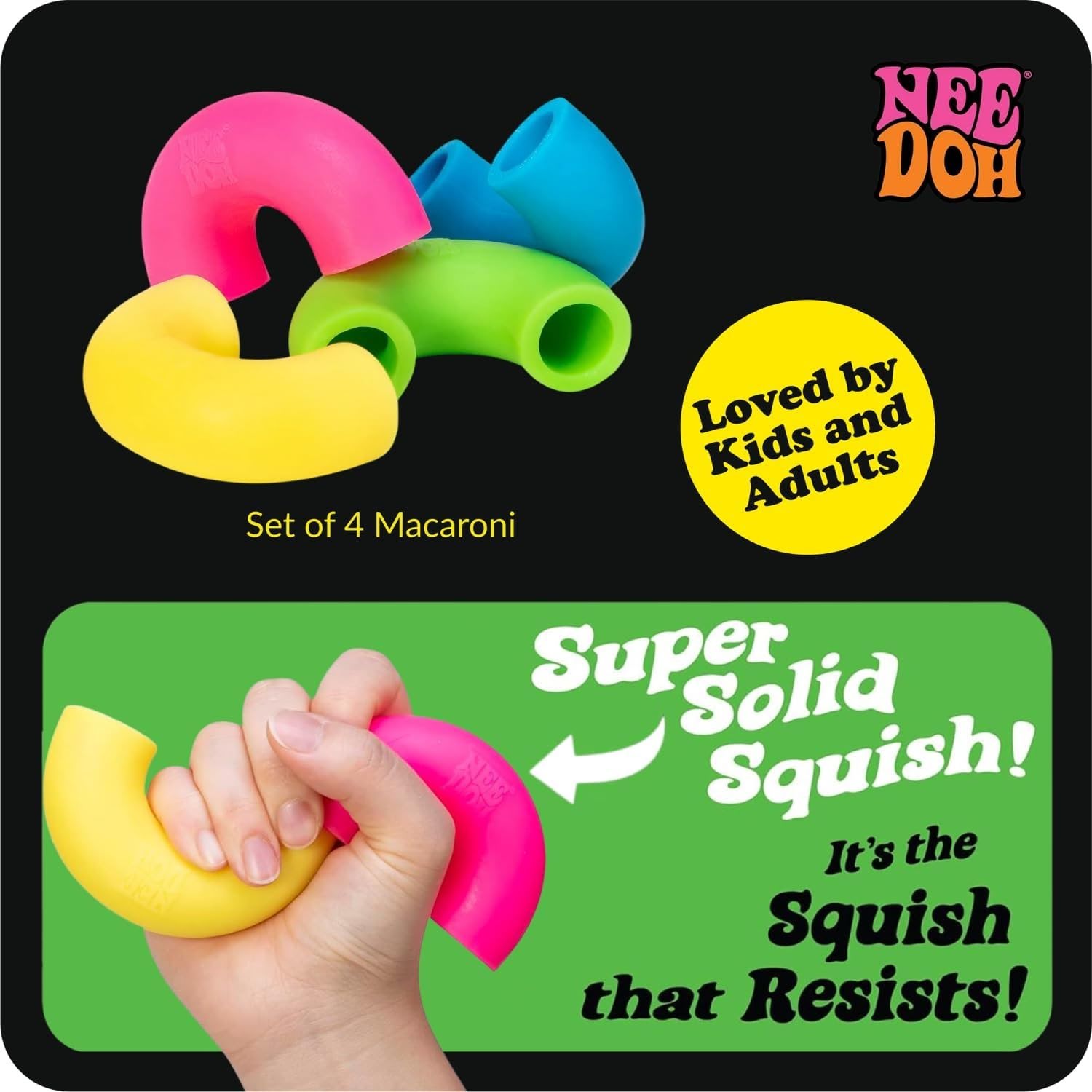 NeeDoh Mac 'N' Squeeze – 4 Squishy Noodles – Assorted