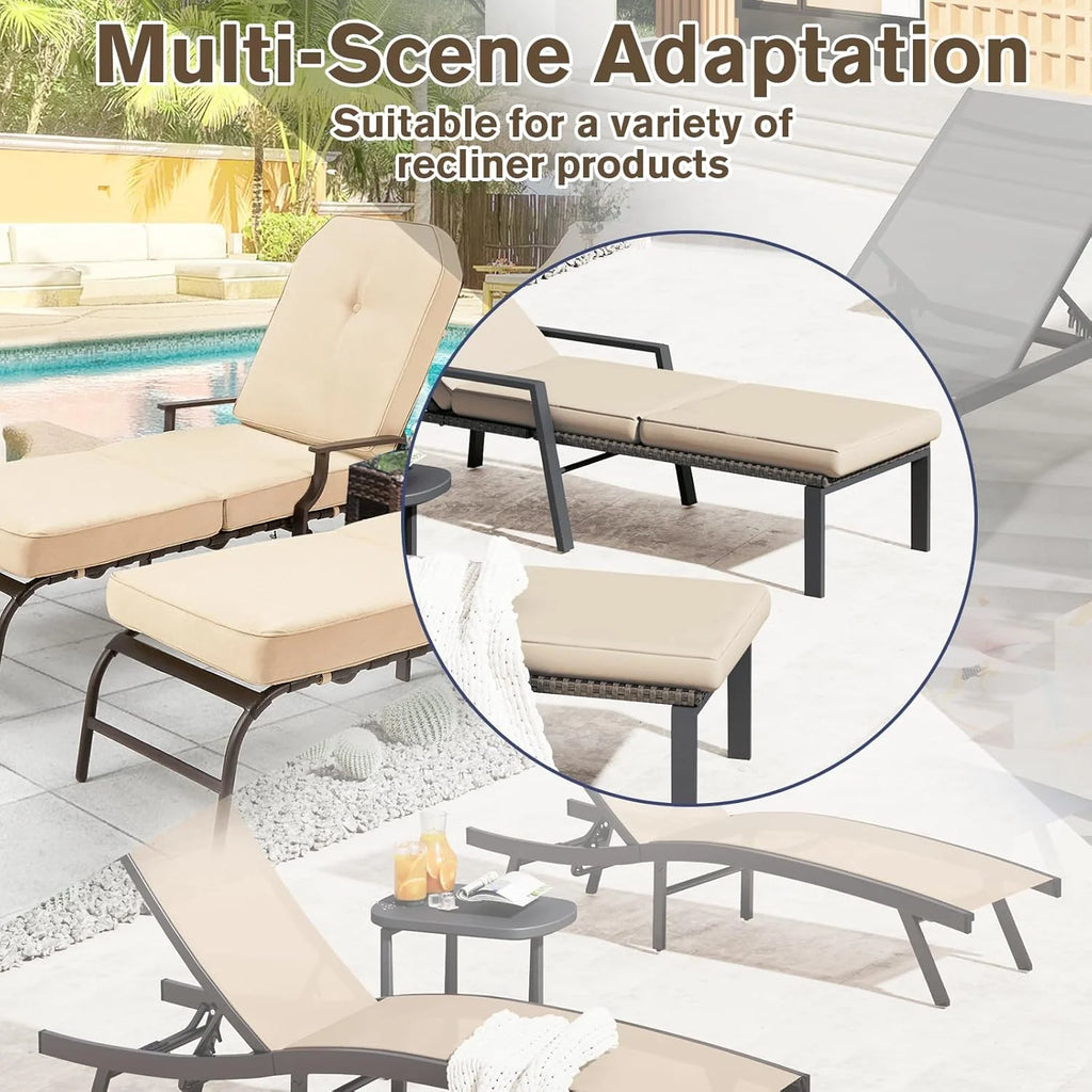 AECOJOY Chaise Lounge Cushions Outdoor Set of 2, 72x21x4 Inch Lounge Chair Cushion, Fade Resistant Patio Sun Lounger Replacement