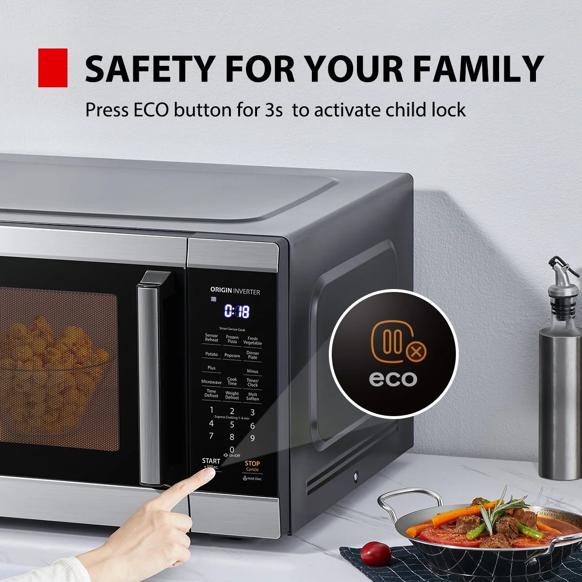 Toshiba 2.2 Cu. Ft. Countertop Microwave Oven, 1200 Watts, Stainless Steel